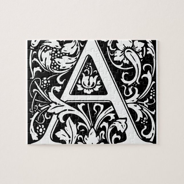 Letter A Medieval Monogram Art Nouveau Jigsaw Puzzle (Horizontal)