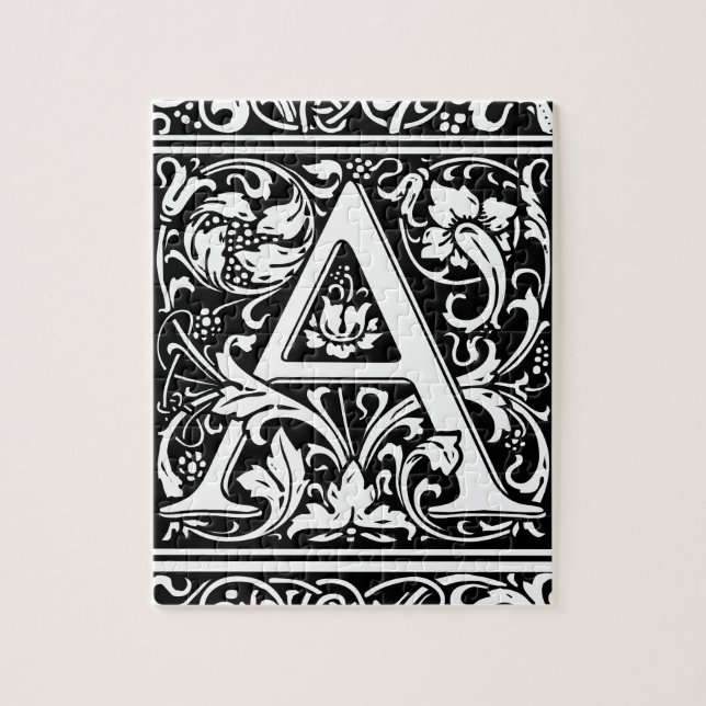 Letter A Medieval Monogram Art Nouveau Jigsaw Puzzle (Vertical)