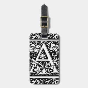 Letter A Medieval Monogram Art Nouveau Luggage Tag