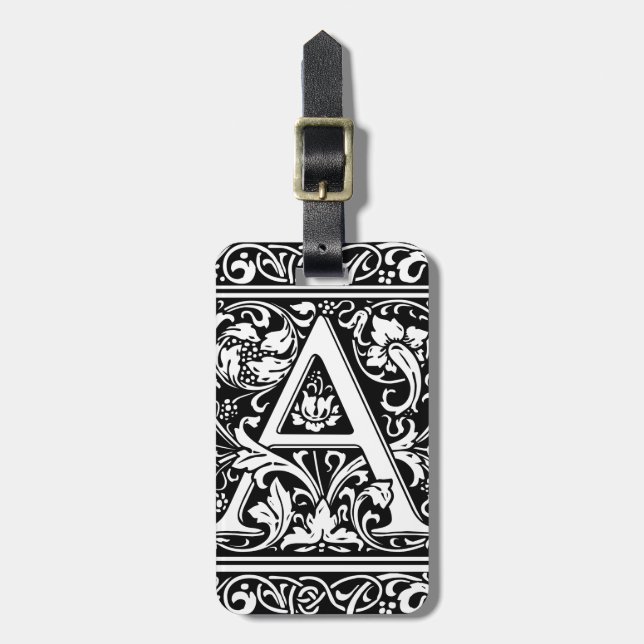 Letter A Medieval Monogram Art Nouveau Luggage Tag (Front Vertical)