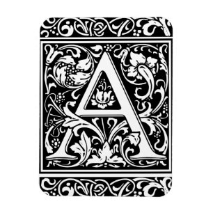 Letter A Medieval Monogram Art Nouveau Magnet