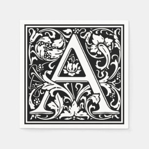 Letter A Medieval Monogram Art Nouveau Napkin