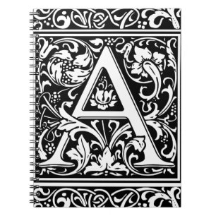Letter A Medieval Monogram Art Nouveau Notebook