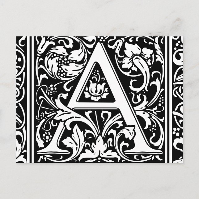 Letter A Medieval Monogram Art Nouveau Postcard (Front)
