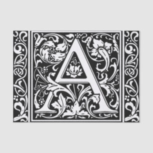 Letter A Medieval Monogram Art Nouveau Tissue Paper
