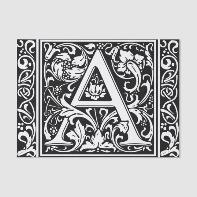 Letter A Medieval Monogram Art Nouveau Tissue Paper (Front)