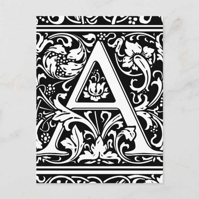 Letter A Medieval Monogram Vintage Initial Postcard (Front)