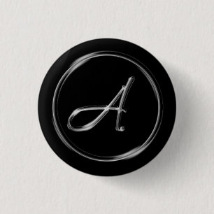 "Letter A" Monogram 1 Inch Round Button