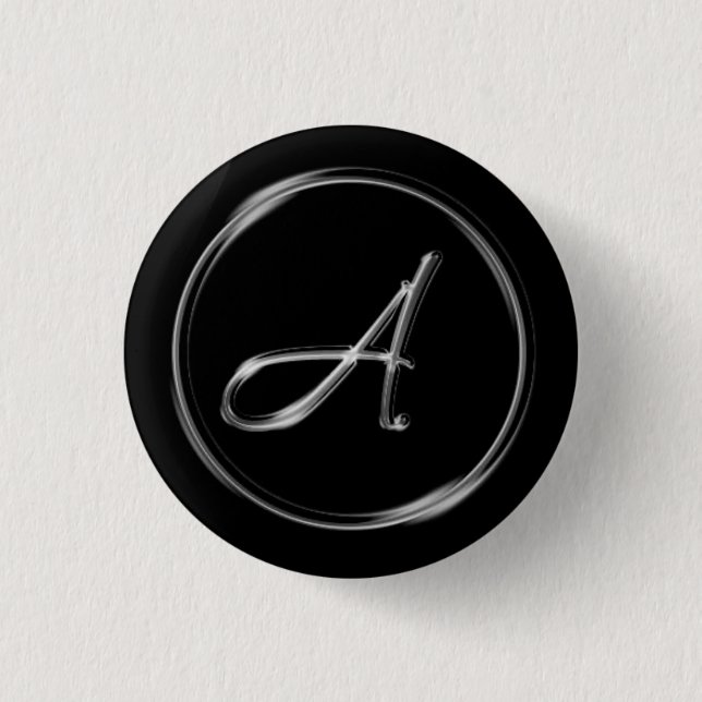 "Letter A" Monogram 1 Inch Round Button (Front)