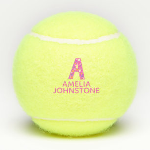 Letter A monogram girls personalized pink Tennis Balls