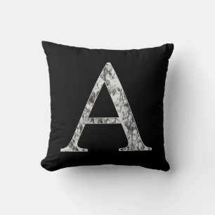 Letter A monogram initial Marble Alpha symbol Throw Pillow
