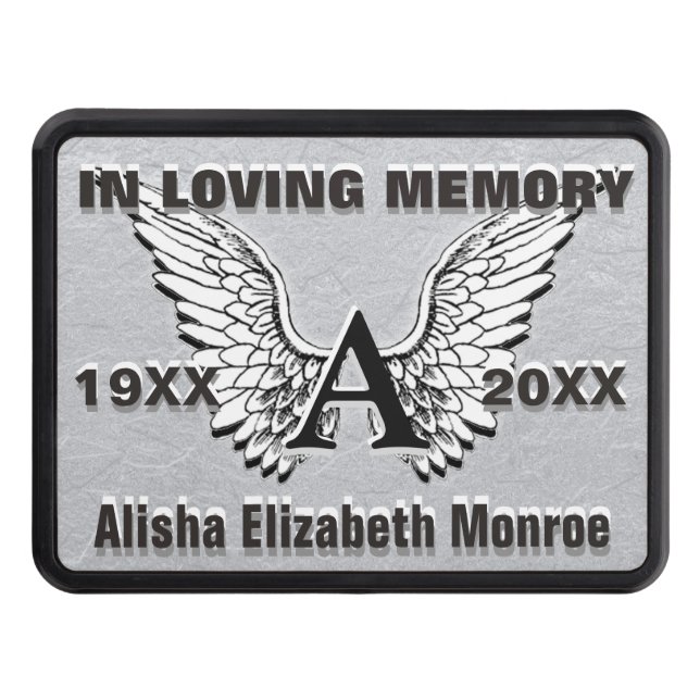 Letter A - Monogram Memorial | In Loving Memory Trailer Hitch Cover (Front)