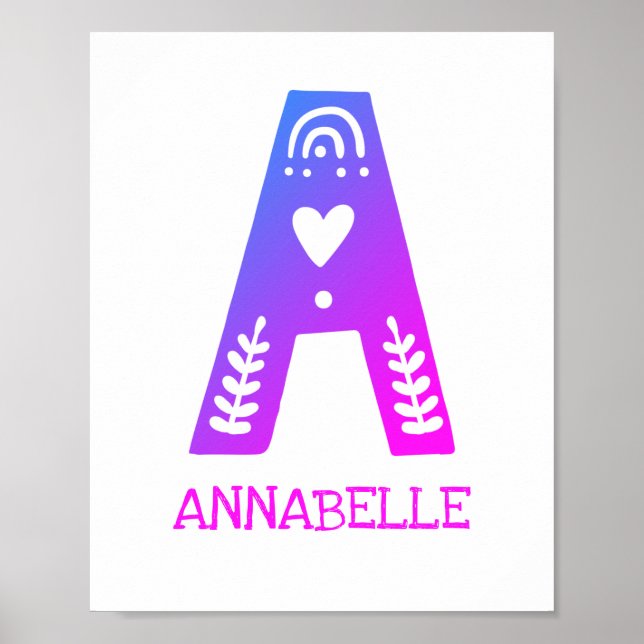 Letter A Monogram Name Kids Poster (Front)