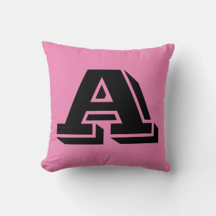 LETTER A MONOGRAM PINK PILLOW