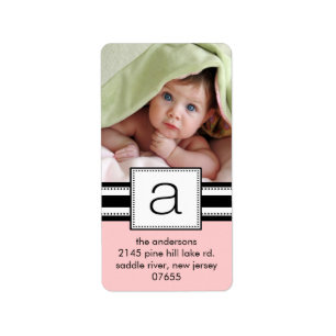 Letter A Monogram Vetical PHOTO Address Labels. Label