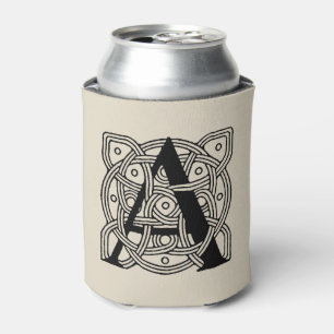 Letter A Monogram Vintage Celtic Knot Print Can Cooler