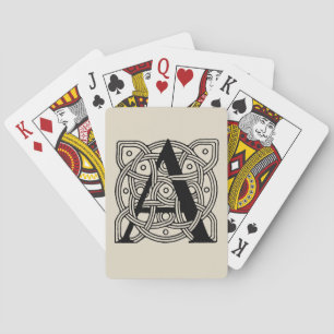 Letter A Monogram Vintage Celtic Knot Print Playing Cards