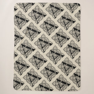Letter A Monogram Vintage Celtic Knot Print Sherpa Blanket