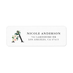 Letter A Monogram Watercolor Florals and Greenery