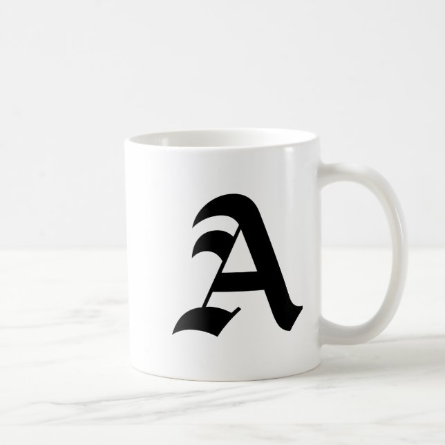 Letter A Mug-Old English Bold Coffee Mug (Right)
