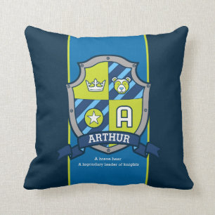 Letter A name meaning Arthur bear custom Throw Pillow