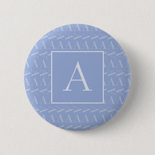 Letter A - Name Monogram Initial, Blue 2 Inch Round Button