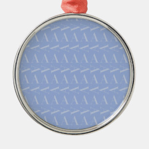 Letter A - Name Monogram Initial, Blue Metal Ornament