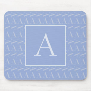 Letter A - Name Monogram Initial, Blue Mouse Pad