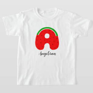 Letter A Name T-shirt, Custom Name Watermelon  T-Shirt