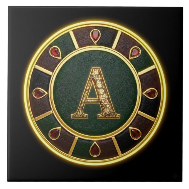 Letter A, Ornate Monogram Medallion Tile (Front)