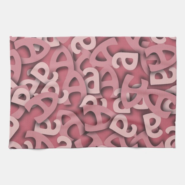 Letter A Pink Kitchen Towel (Horizontal)