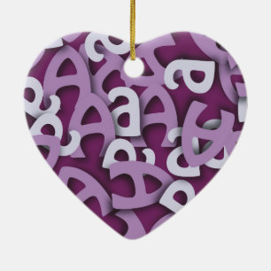 Letter A Purple Ceramic Ornament