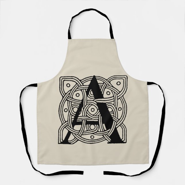 Letter A Vintage Celtic Knot Monogram Apron (Front)