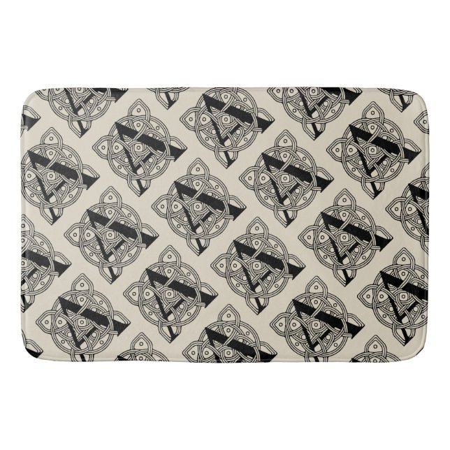 Letter A Vintage Celtic Knot Monogram Bath Mat (Front)
