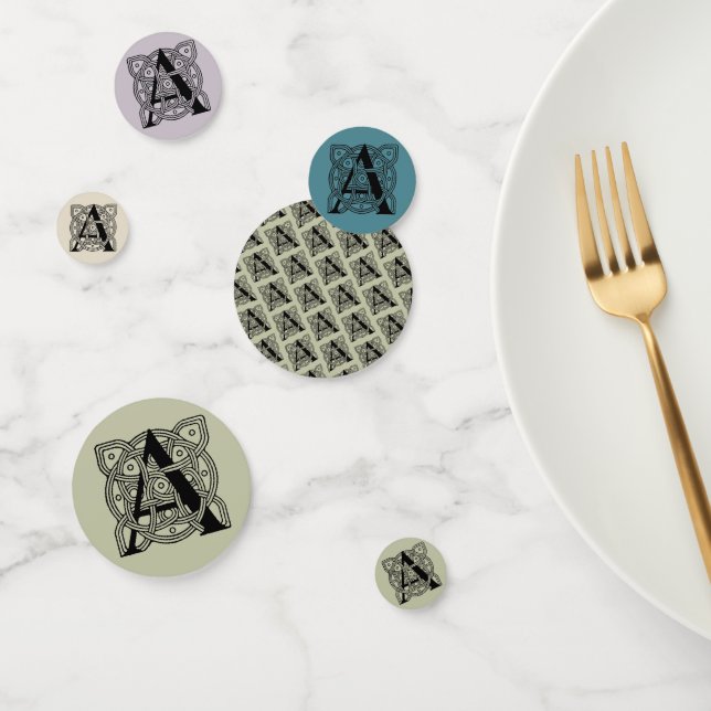 Letter A Vintage Celtic Knot Monogram Confetti (Group)