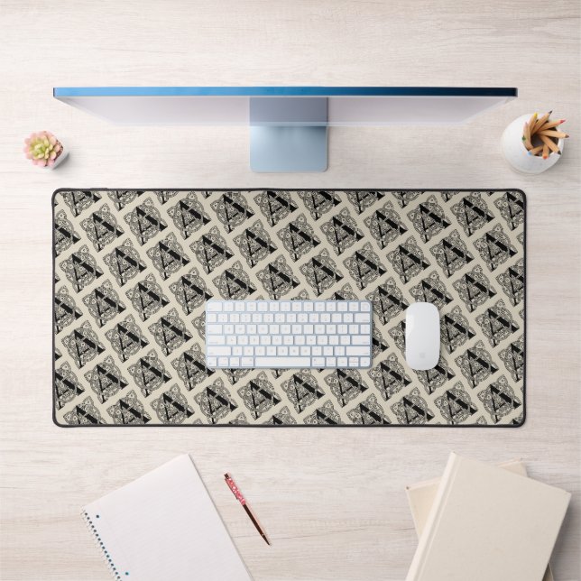 Letter A Vintage Celtic Knot Monogram Desk Mat (Office 1)