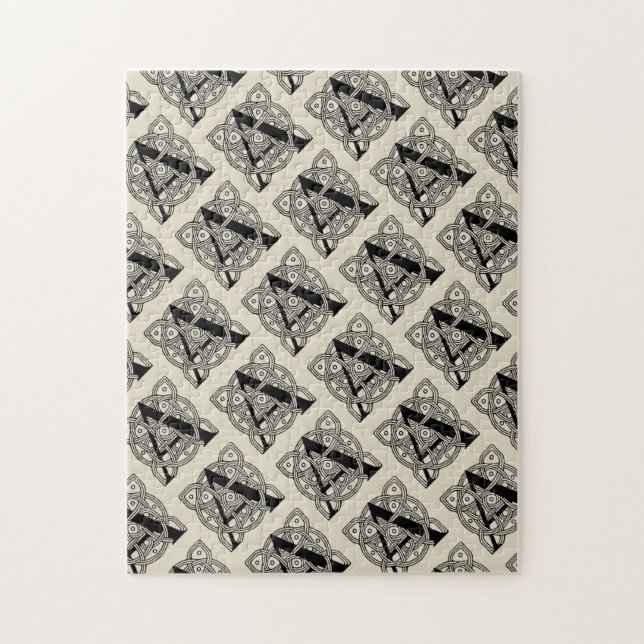 Letter A Vintage Celtic Knot Monogram Jigsaw Puzzle (Vertical)