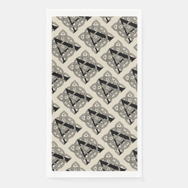 Letter A Vintage Celtic Knot Monogram Napkin (Front)