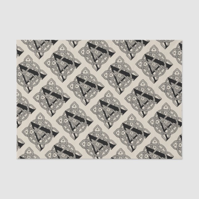 Letter A Vintage Celtic Knot Monogram Tissue Paper (Front)