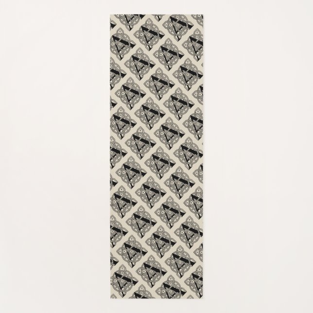 Letter A Vintage Celtic Knot Monogram Yoga Mat (Front)
