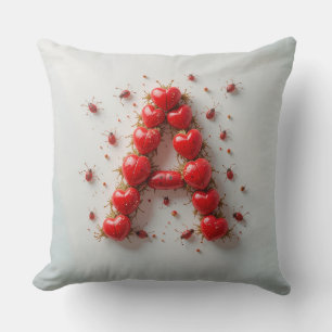Letter A With Hearts For Personalized Home Decor Throw Pillow