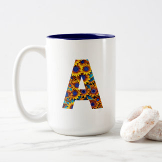 Letter A with sunflowers mug