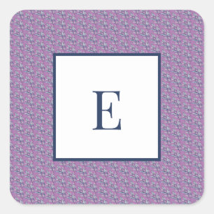 Letter and Blue and Purple Leaves  Square Sticker