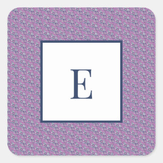 Letter and Blue and Purple Leaves  Square Sticker