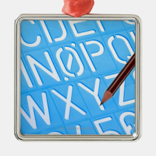 Letter and number template metal ornament