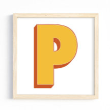 Letter Art Poster, P Monogram, Bold Type Initial