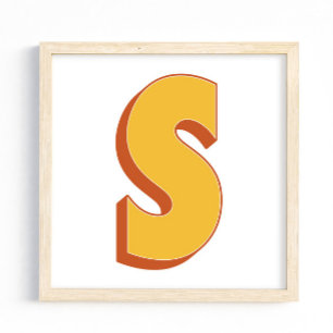 Letter Art Poster, S Monogram, Bold Type Initial Poster