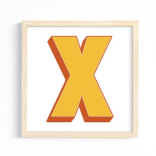 Letter Art Poster, X Monogram, Bold Type Initial Poster