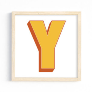 Letter Art Poster, Y Monogram, Bold Type Initial Poster