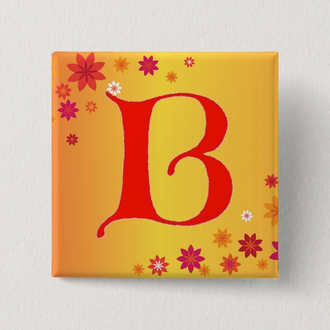 Letter B 2 Inch Square Button (Front)